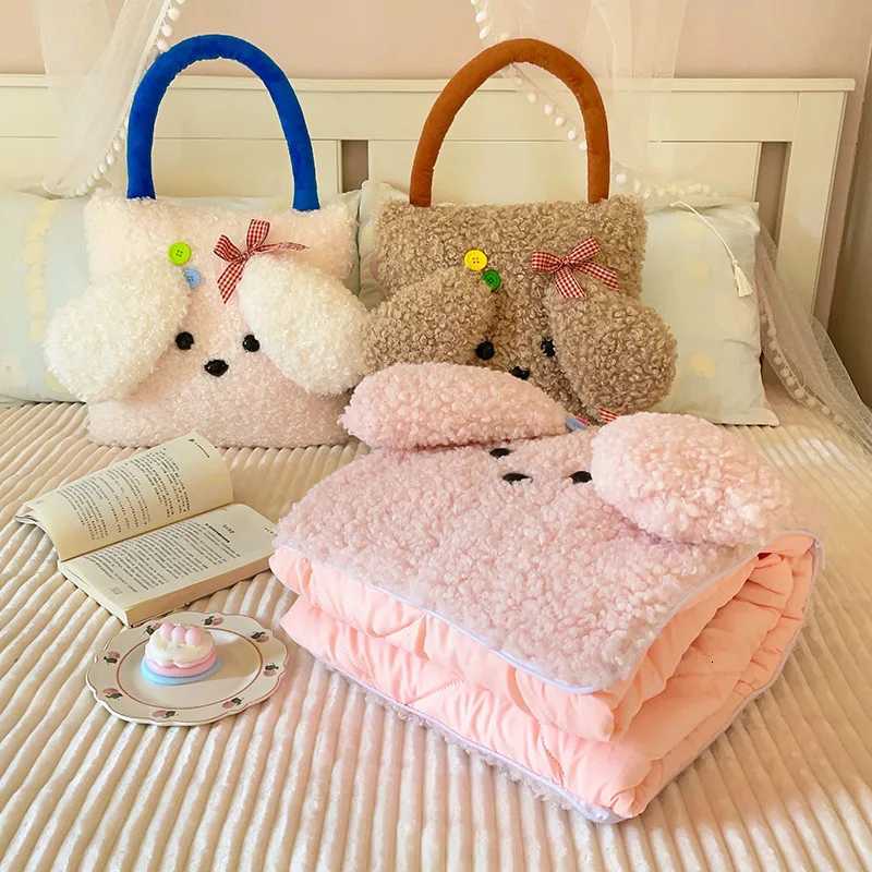 Portable Cartoon Air Conditioning Nap Blanket Foldable Office Seat Cushion Teddy Velvet Birthday Gift Y251204