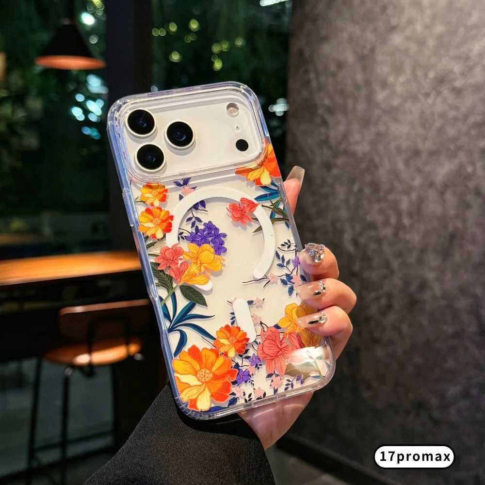 Watercolor Transparent Flowers Element Design Magnetic Phone CaseFor iphone 17 17Pro max 17Air Colorf Daisy case H251203