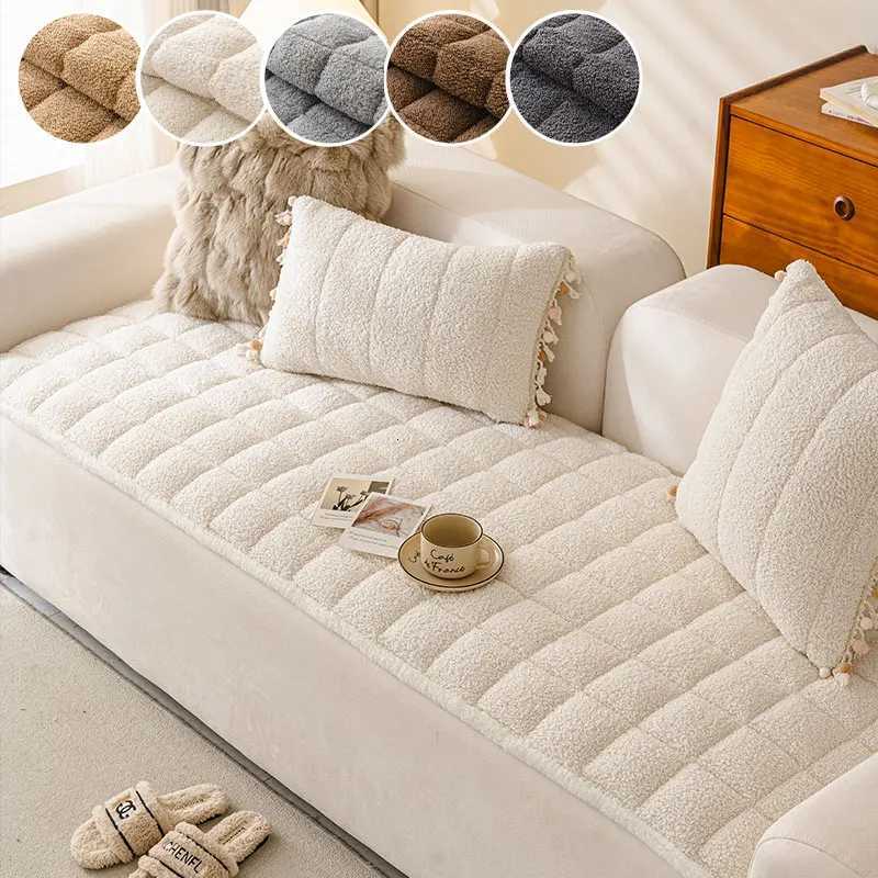 1PC-Thickened straight row sofa cushion winter plush one-piece sofa cover cloth fixed anti slip sofa cushion M251204 - view 4