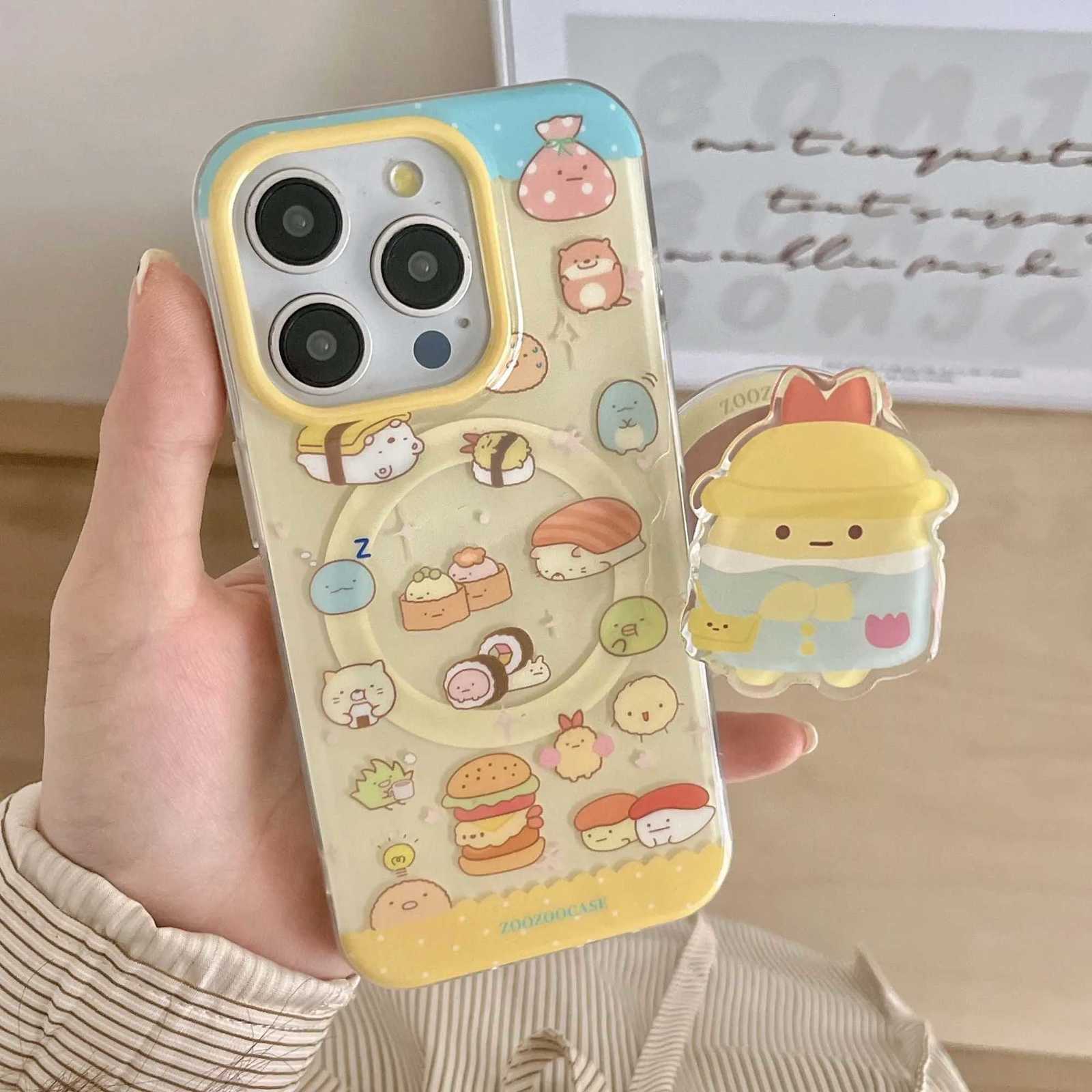 Cartoon Cute Sushi Magnetic Stand Holder Fundas For Iphone 13 15Prax 15 14 14Pro 12 Pro Max 13Prax Shockproof Phone Case H251203