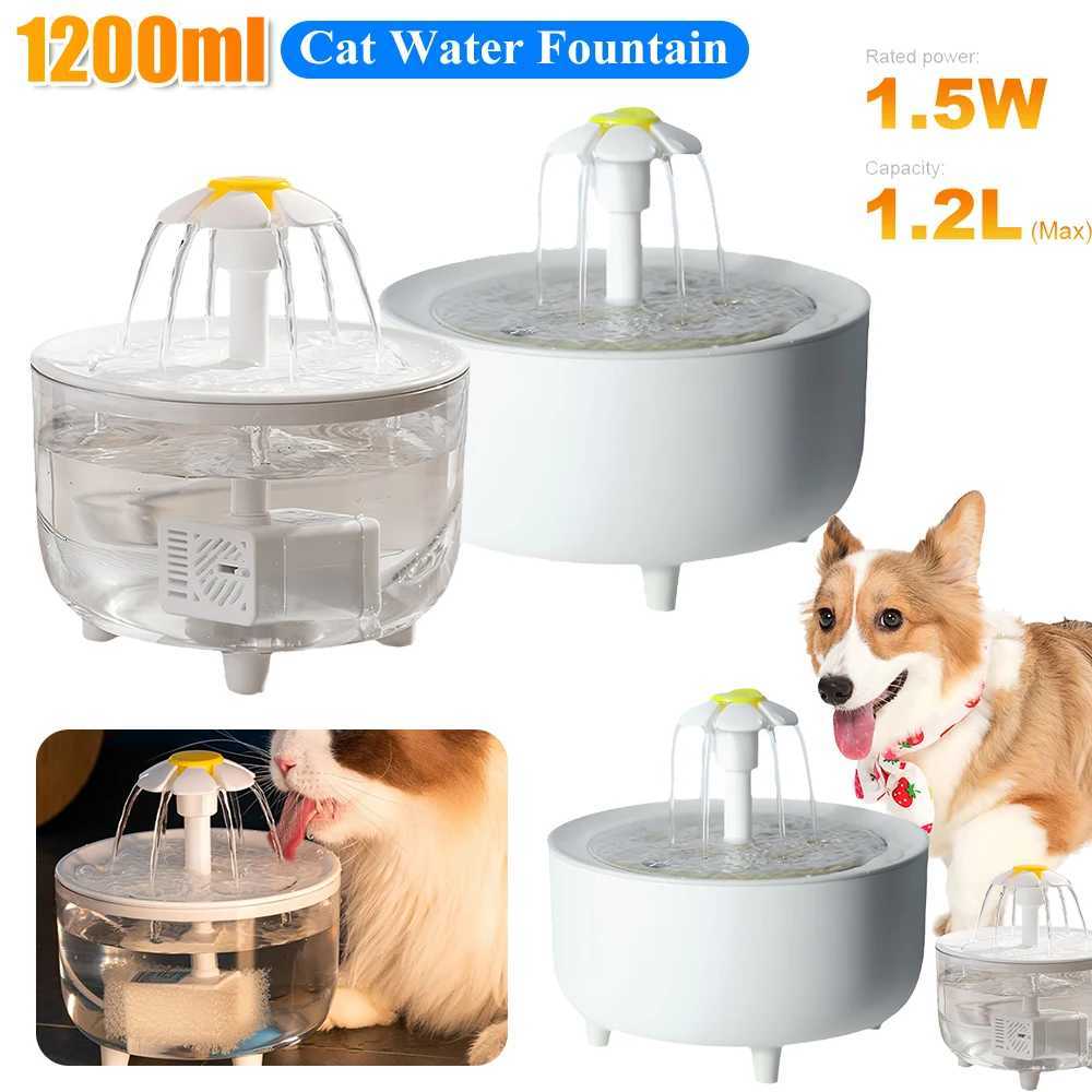 1200ml Automatic Cat Water Fountain Filter Automatic Cat Drink Bowl Filter Electric Pet Drinking Dispenser Cat Automatic Feeders M251204
