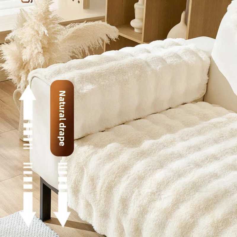 Cream Style Plush Sofa Cushion Winter Warm Dust-proof Sofa Covers Thicken Non-slip Universal Couch Slipcovers for Living Room M251204 - view 4