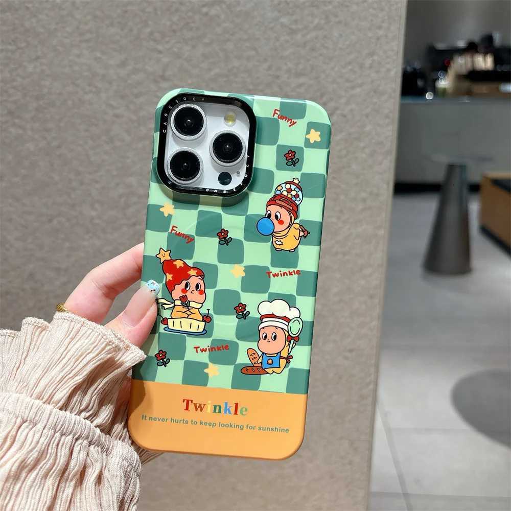 Fashion Plaid Funny Cartoon Star For Stand Phone Case for iPhone 17 16 Pro 15 Pro Max 14 13 Funda Cute Protective Cover H251203