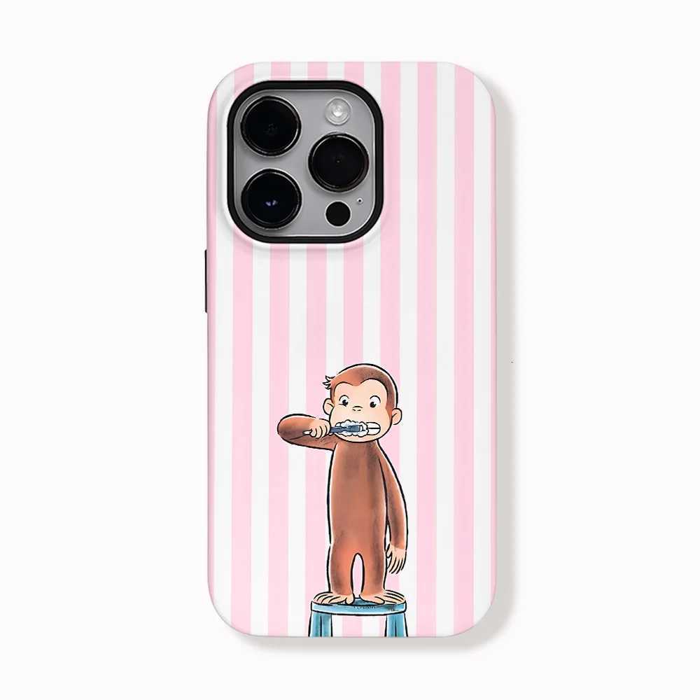 New Cute C-Curious Georges Phone Case for IPhone 17 16e 16 15 14 13 12 11 XS XR Air Pro Max Plus Luxury Double-layer Back Cover H251203