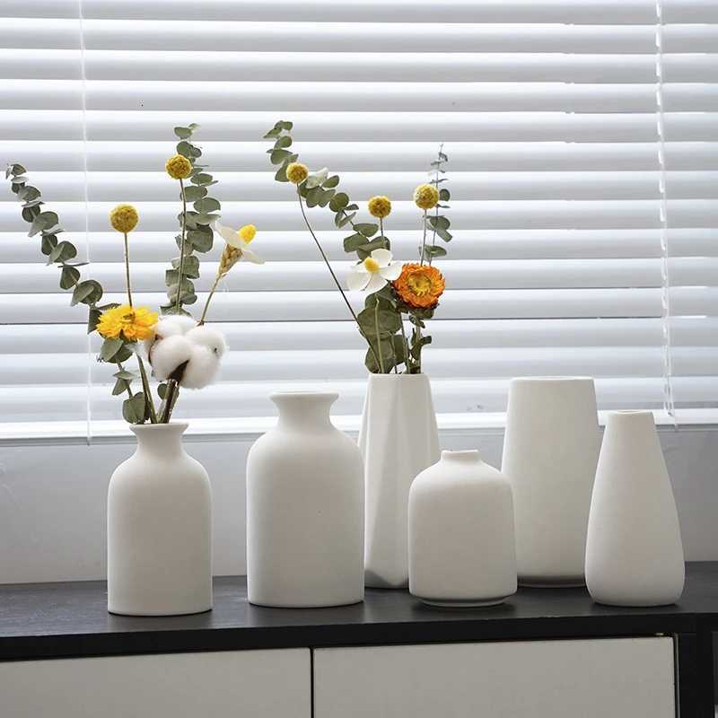 Modern Nordic Flower Vases INS Ceramic White Vase Flower Pot Vase for He Living Ro Interior Off Desktop Decor Crafts H251204