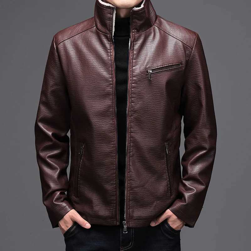 Mens Autumn Winter Thick Leather Jacket Men New Oversized Loose Standing Collar Brand Trend Jacket Men Moto Pu Leather JacketT251204