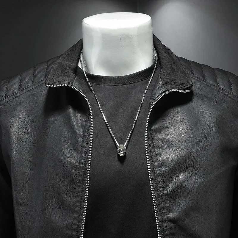 Mens Trendy Stand Collar Leather Jacket Slim Fit Korean Style Spring Autumn Jacket Handsome Mens Fashion OuterwearT251204