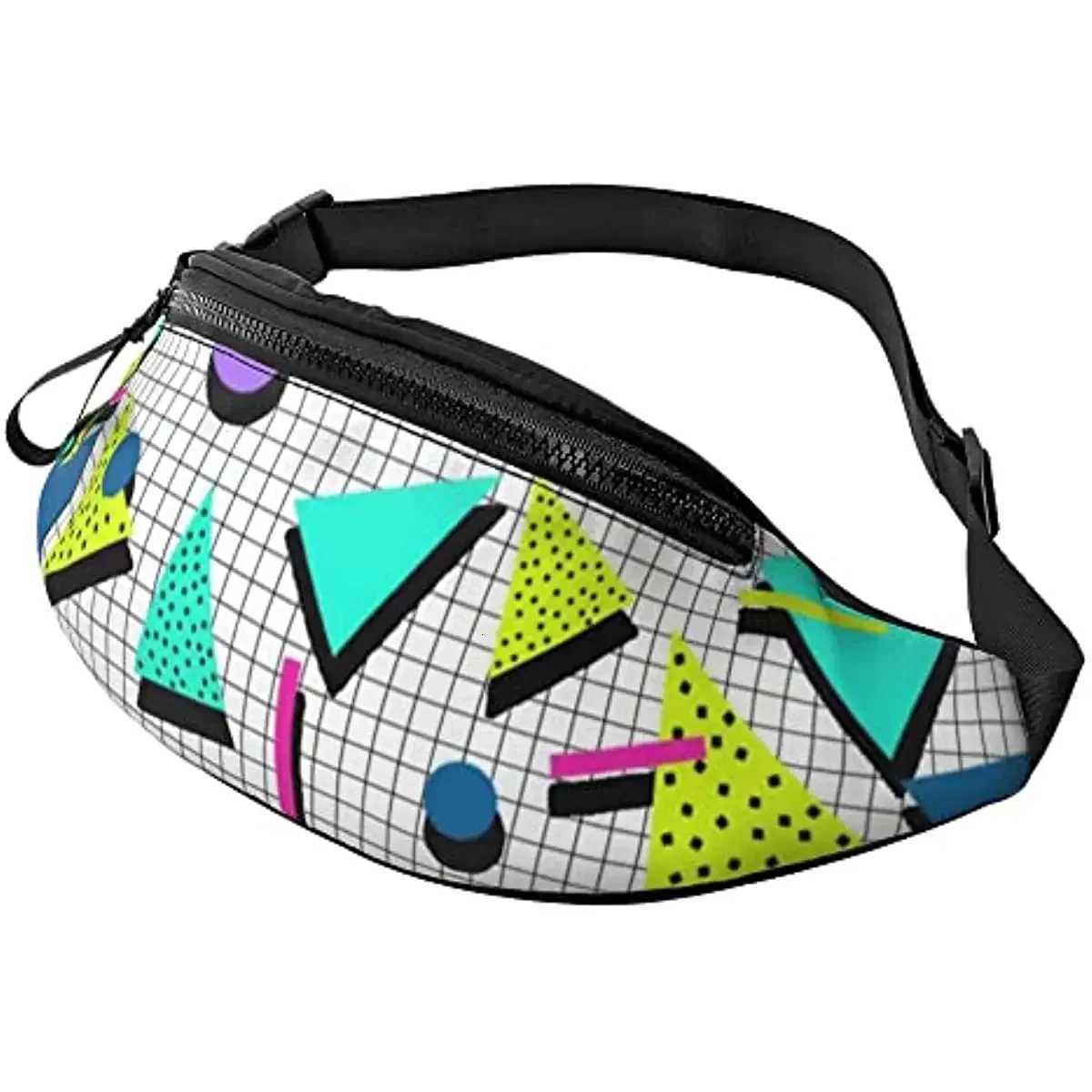 Retro Style 80s 90s Memphis Style Design Fanny Pack for Men and Women Adjustable Casual Waist Bag for Traveling Hiking CyclingT251204