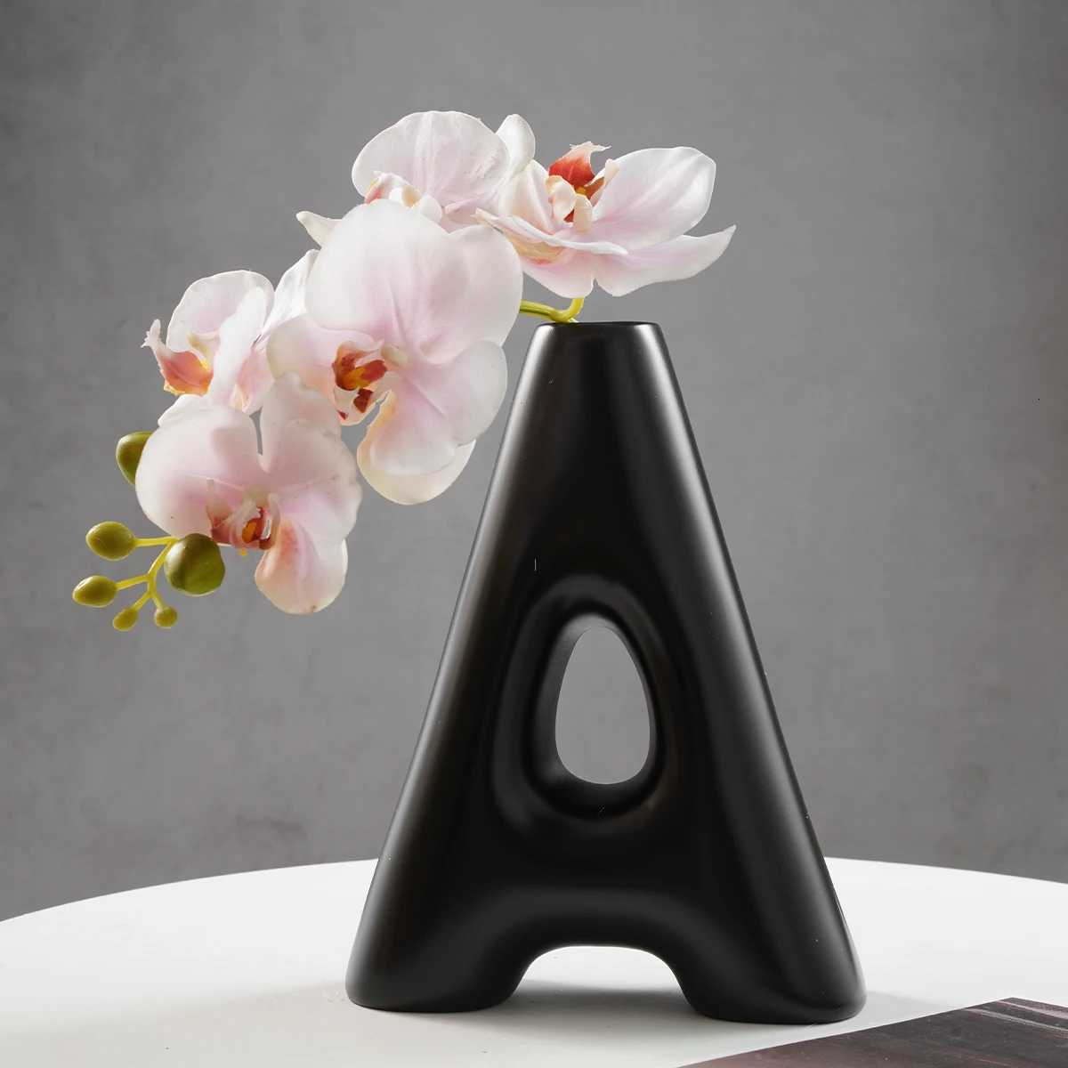 1PC creative A-shaped decorative vase simple white and black indoor he desktop decoration handicraft H251204