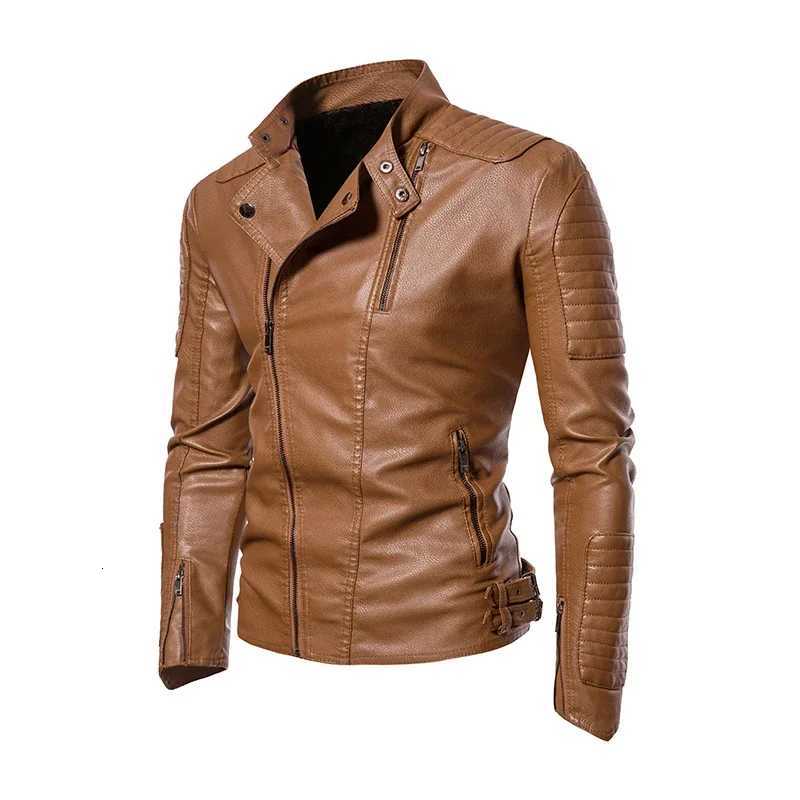 Top Jacket for Men in Europe and America Leather Jacket Mens Autumn and Winter Vintage Motorcycle Lapel Waterproof JacketT251204
