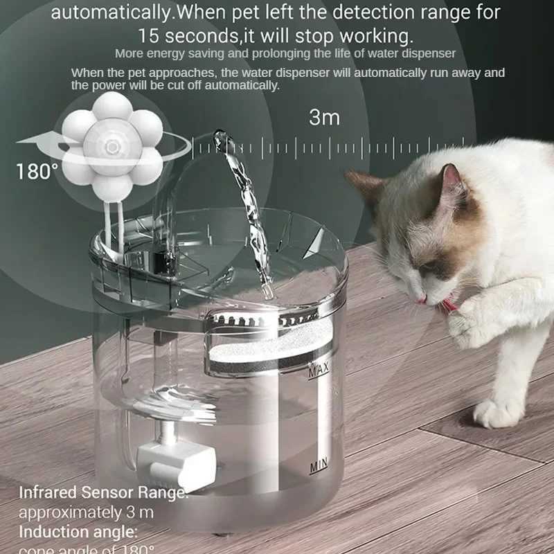 Automatic Drinker Dog Cat Drinking Fountain Water Flowing Fountain Filter Electric Water Dispenser Pet Sensor Drinking Feeder M251204