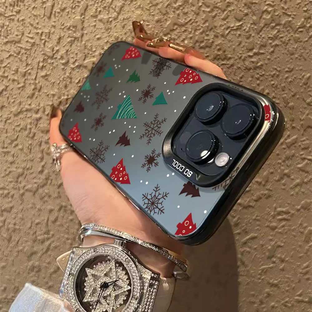 Christmas Tree Snowman Phone Case For iPhone 17 Pro Max Case iPhone 16 13 12 11 14 15 Pro Max Silver IMD Shockproof Bumper Cover H251203