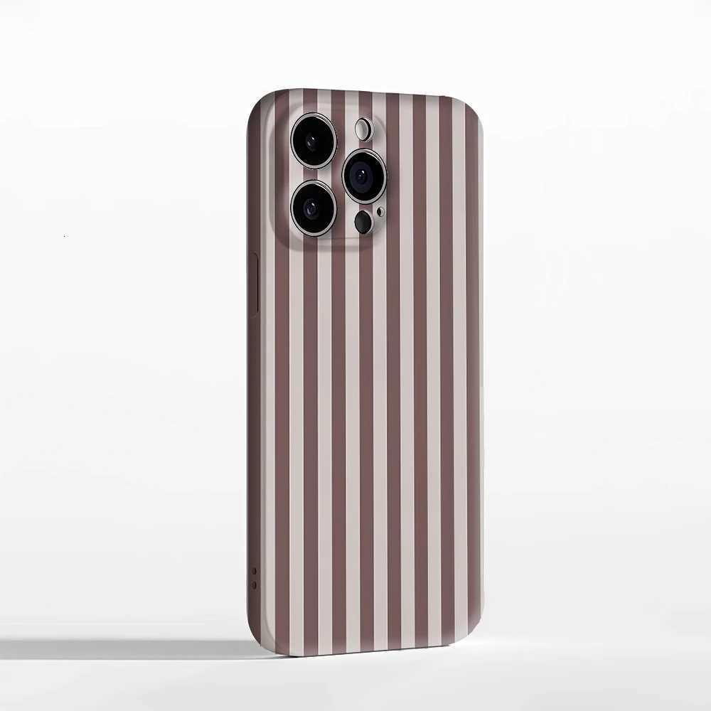 Brown Ivory Stripes IPhone17 Must-Haves Phone Case for IPhone 17 16 15 14 13 12 Pro Max Plus Double-layer Back Cover H251203