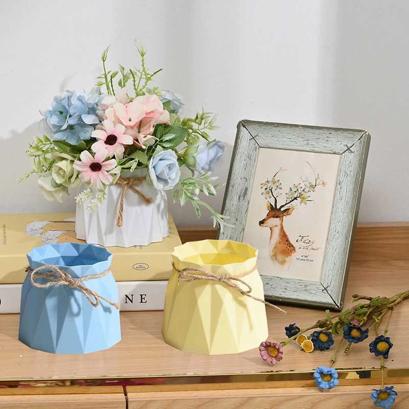 Modern Plastic Vases He Decoration Anti-ceramic Vases Imitation Rattan Flower Vase European Wedding Modern Decorations Basket H251204