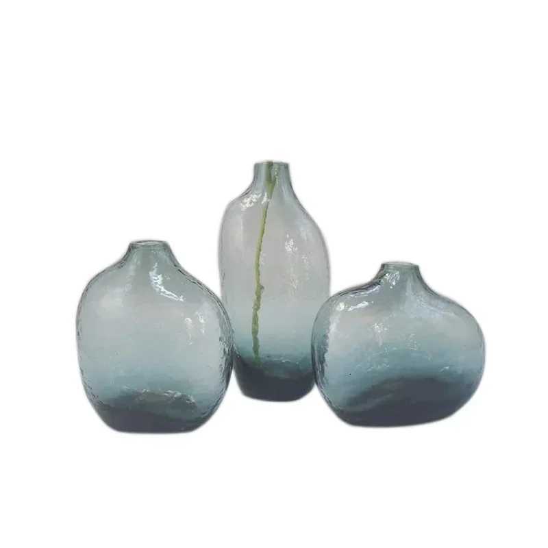 Zen-inspired Hammered Vase Irregar Geetric Small Mouth Single Flower Holder Living Ro Flower Arrangement He Decor H251204