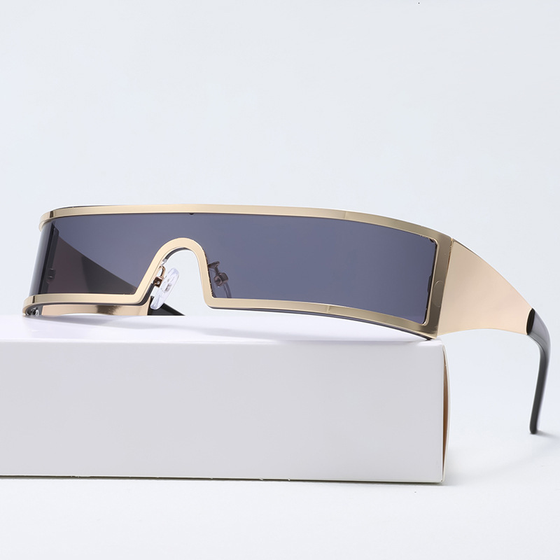 irregular Sunglasses Fashion Cool UV400 One-Piece European And American Ins Fashion Design Future Technology Sense Narrow Frame Outdoor Sunglasses