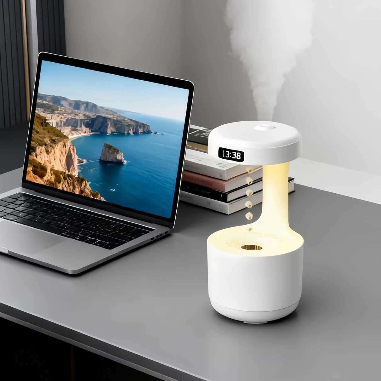 TOKA Anti-Gravity Air Humidifier with Rrse Water Drop Effect Smart Time Display and W Light Design C251204