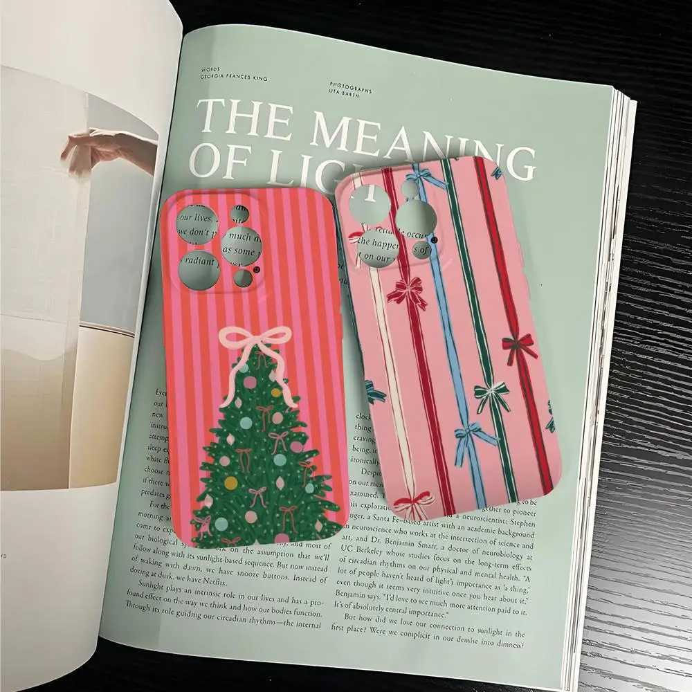 INS Christmas Stripes Phone Case For IPhone 17 16 15 14 13 12 11 Pro Max X XR XSMax 7 8 Plus Glossy Film Hard PC Cover H251203