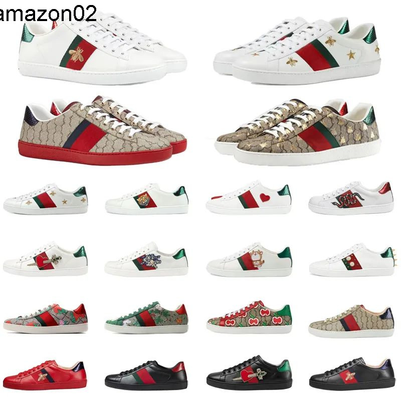 Top Designer Casual Shoes Bee Ace Sneakers Low Mens Womens Shoes High Quality Tiger Embroidered Black White Green Stripes Walking gucciis guccily gg guccishoes HC8H