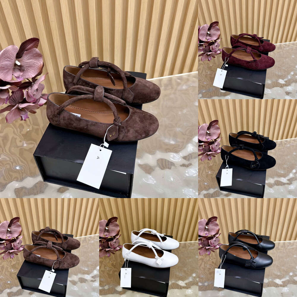 Luxury Mary Jane Designer ballet flats alala Suede Leather Womens handbags shape shoes Mirror quality Fashion formal outdoor sports walk Moccasins fishnet shoe