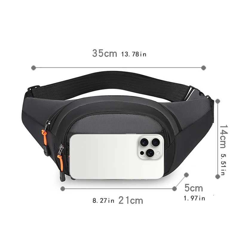 Adjustable waist bag sports black Unisex design suitable for running and outdoor activities - safe storage of mobile phonesT251204