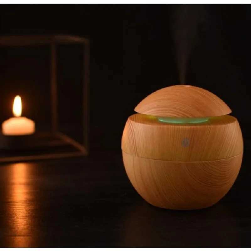 Portable Mini Wood-Grain Spherical Desktop Air Humidifier Purifier Aratherapy hine for He Large Capacity C251204