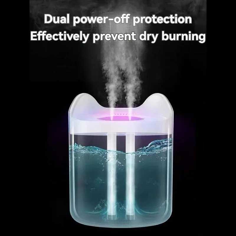 Double spray large capacity humidifier He mini desktop fog volume humidifier Essential oil diffuser water refill air purifier C251204