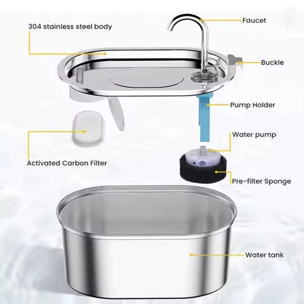 32L Cat Automatic Water Dispenser Pet Water Fountain USB With Filter Stainless Steel Dog Drinking Fountain For Cats Dogs M251204 - view 3