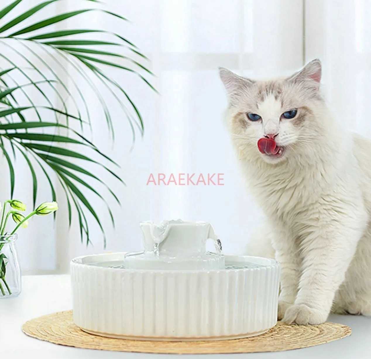 Cake Cat Water Dispenser Ceramic Dog Automatic Flow Circulation Filter Flowing Water for Pet Feeding M251204