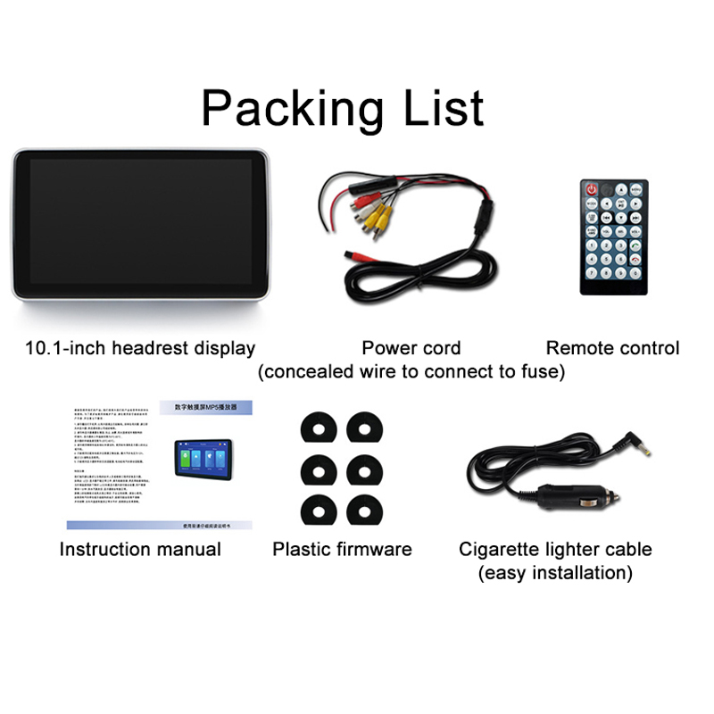 10.1" Car Headrest Monitor With Carplay Android Auto Mirror Link Vehicle IPS Touch Screen Back Seat Player Entertainment Device for Watching TV, 