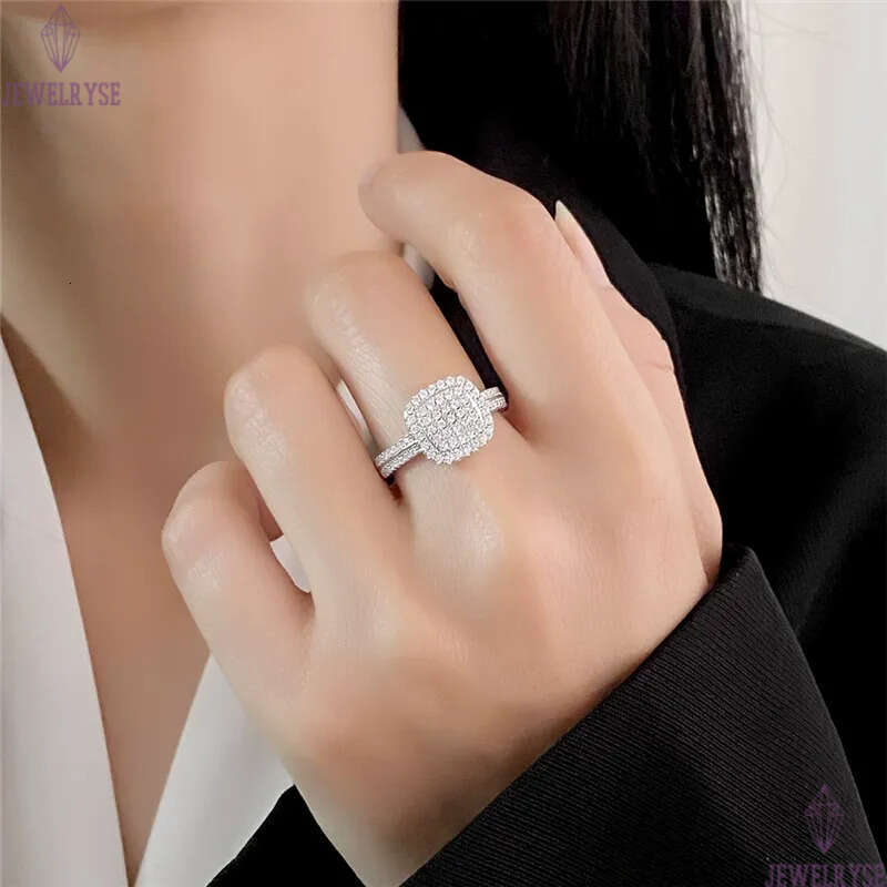 classic square full 5A cubic zirconia s925 sterling silver ring for woman party diamond luxury designer engagement wedding rings womens jewelry size 5
