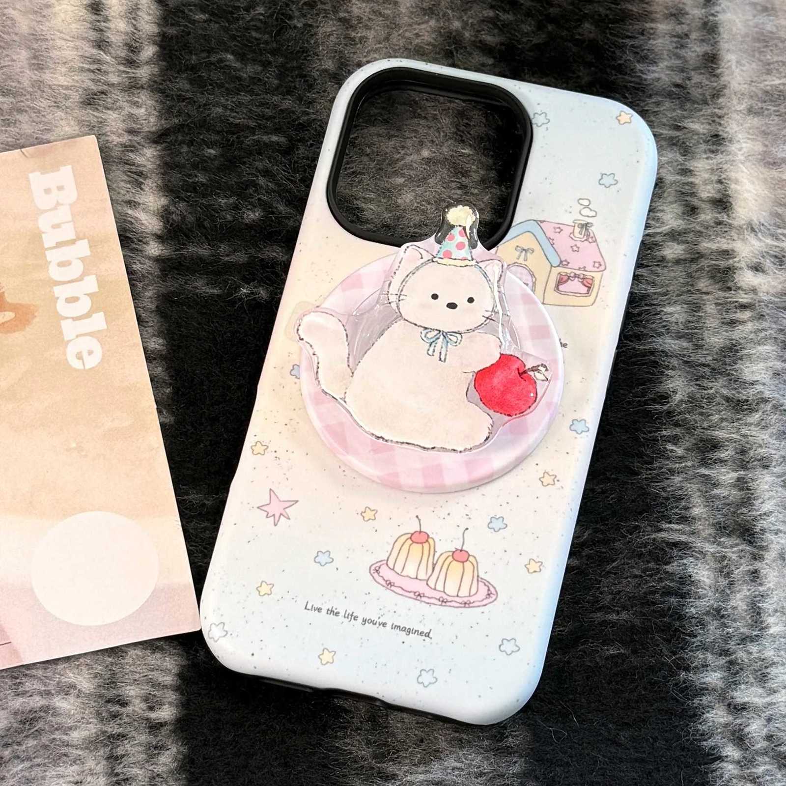 Dessert pudding cat Kitten Phone Case For iPhone 16 15 14 13 12 11 Pro Max Case Cute Sweet Luxury Cartoon Cover H251203