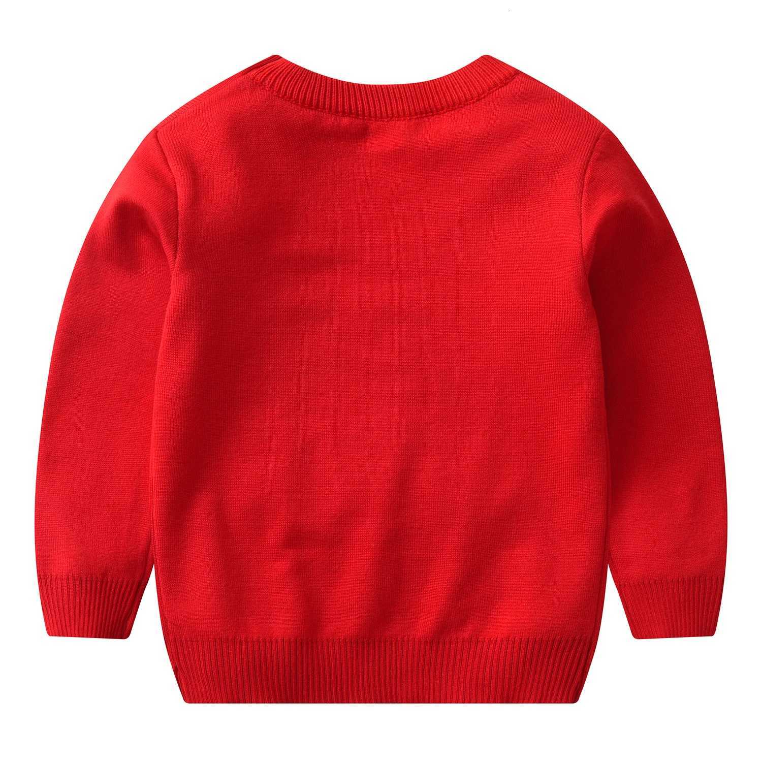 Cute style Santa Claus embroidery long sleeved sweater for boys and girls round neck knitted pullover suitable for Christmas sW251204