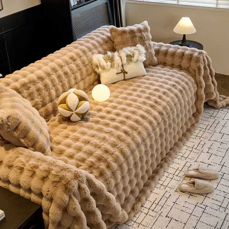 1PC-Plush sofa towel sofa cover integrated winter plush thick anti slip all inclusive universal sofa towel M251204 - view 5