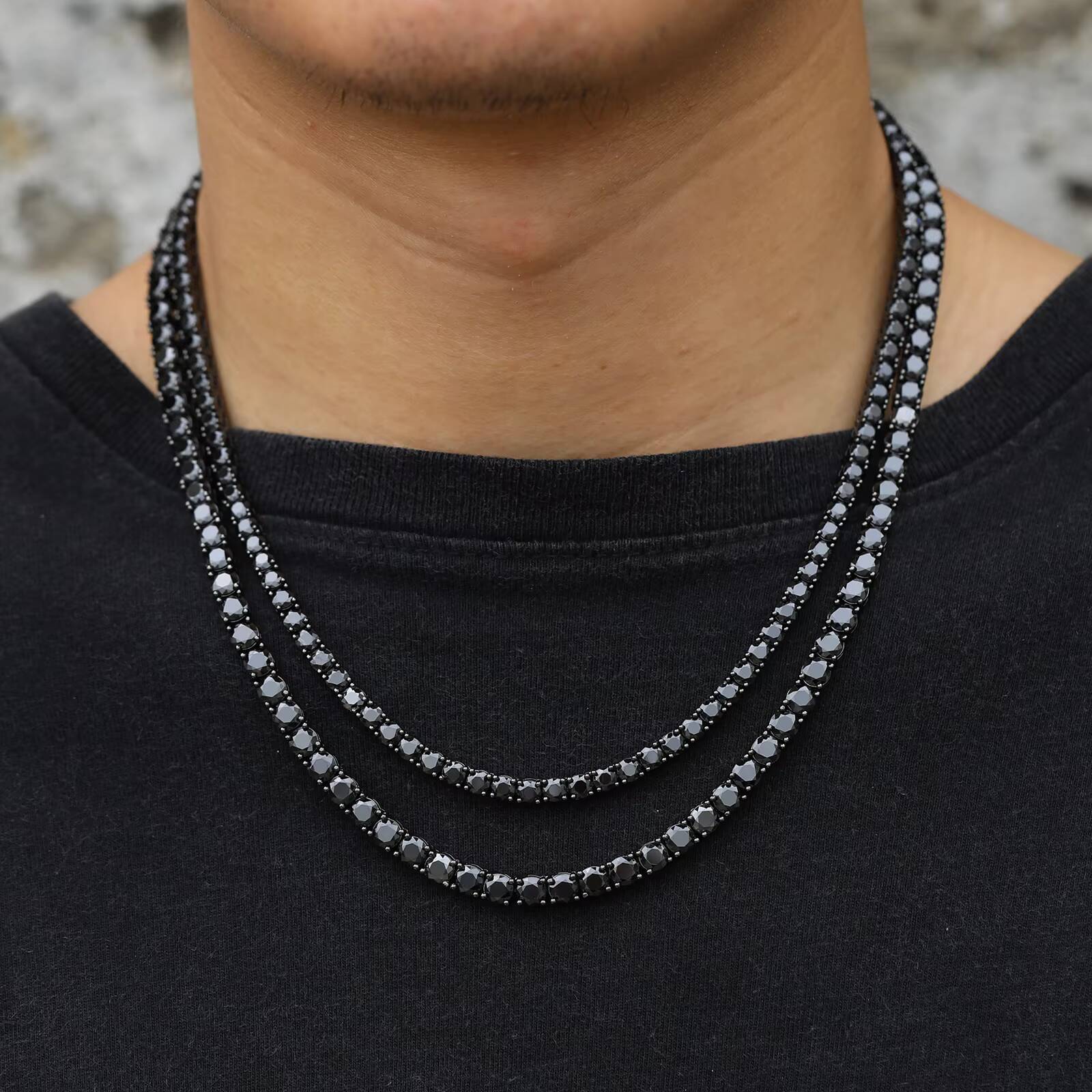 Kolye Unique Design 5mm Black VVS Moissanite DIamond Tennis Chain GRA Certificate S925 Silver Men Jewelry Necklace for Man