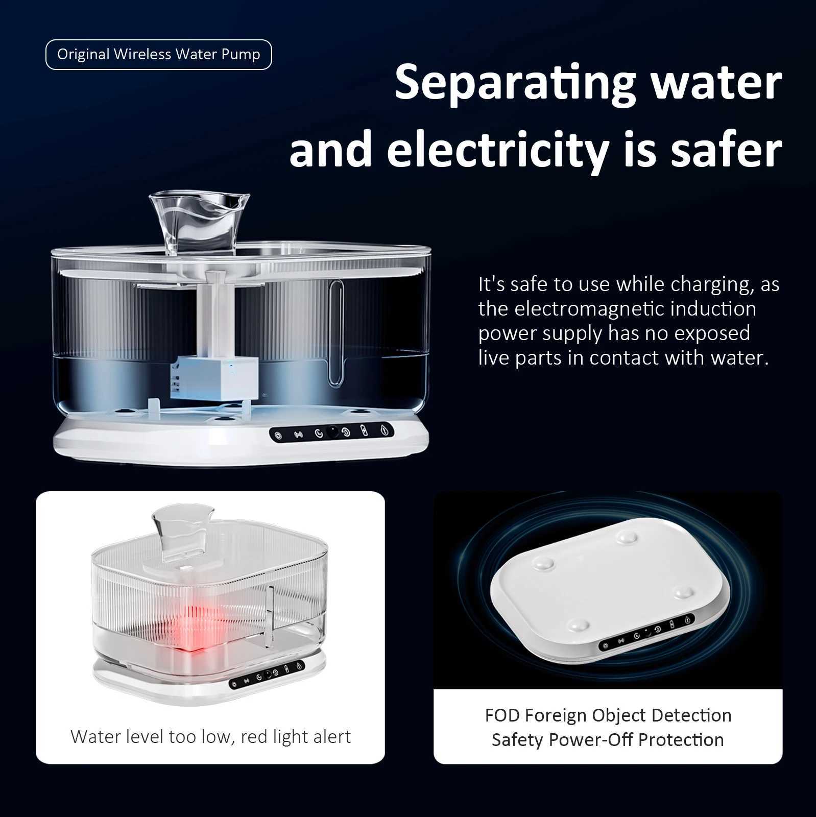 Wireless Cat Water Fountain Stainless Steel Smart Sensor Auto Circulating Filter LED Water Level Quiet Pet Drinking Dispenser M251204 - view 5