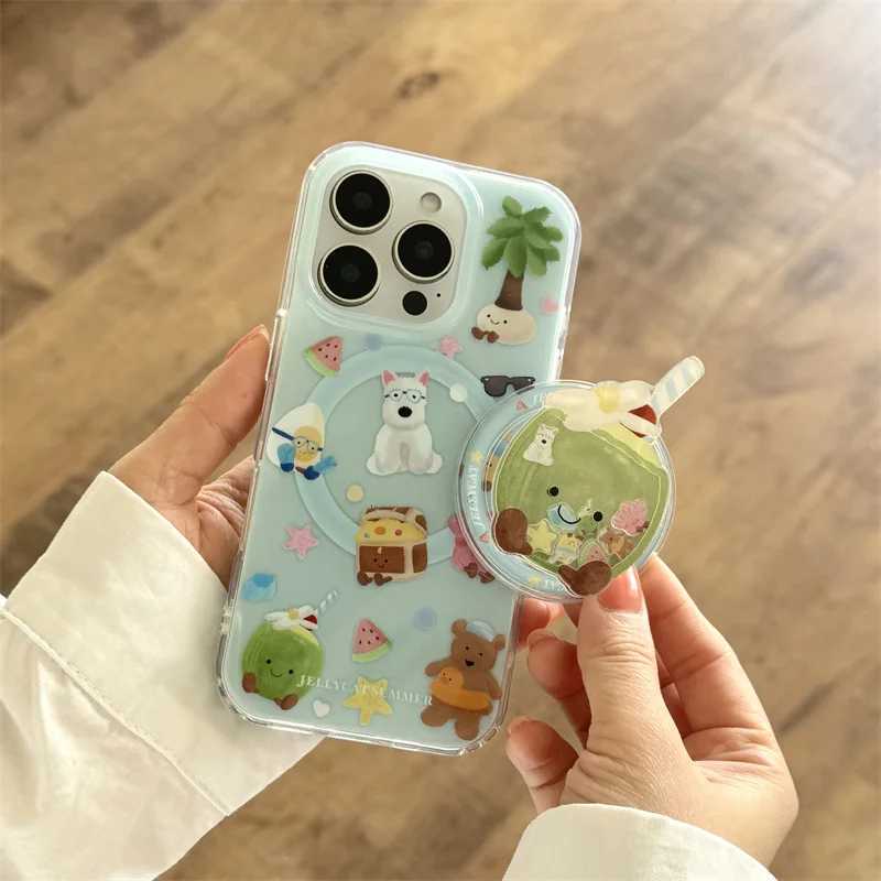 Cute Cartoon Magnetic Phone Case For iPhone 16 Pro 15 14 13 Pro Max Cover with Stand Japan Kawaii Cases 16 Funda H251203