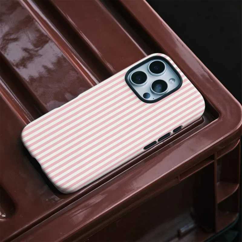 Thin and white stripes Phone Case suitable for iPhone16Prax 15 14 12mini 7Plus XR 2in1 tough glossy case H251203