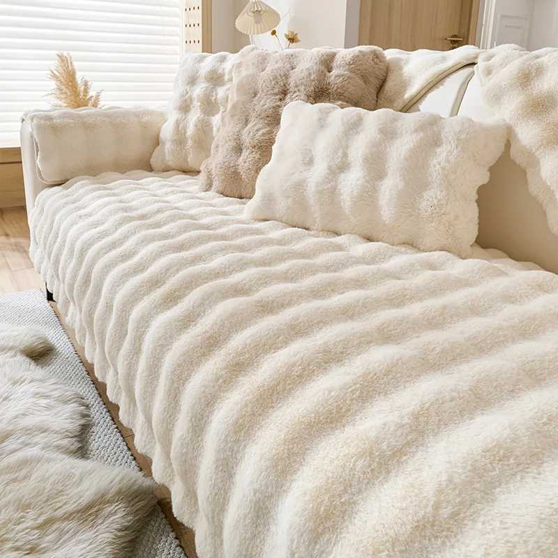 Cream Style Plush Sofa Cushion Winter Warm Dust-proof Sofa Covers Thicken Non-slip Universal Couch Slipcovers for Living Room M251204 - view 6