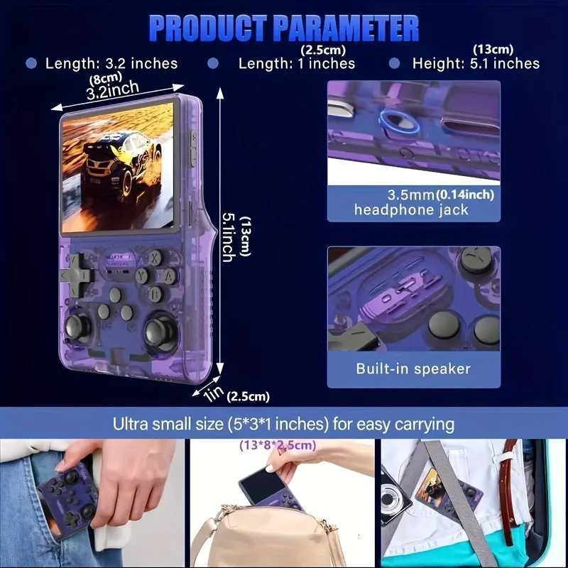 Open Source R36S Retro Handheld Video Game Console Linux System 35 Inch IPS Sn Portable Pocket Video Player R35S 64GB Games H251204