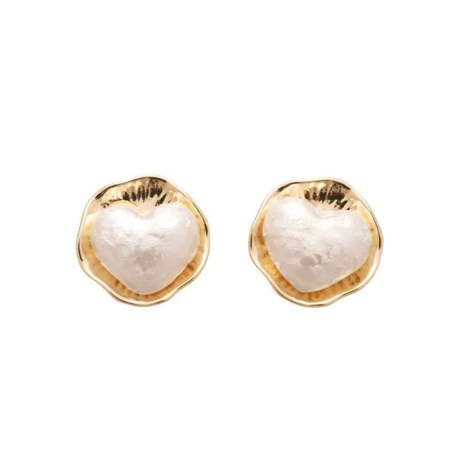 16K Real Gold Plated Silver Needle Heart Pearl Autumn Winter High-end Elegant Light Luxury Niche Earrings for Women - view 9