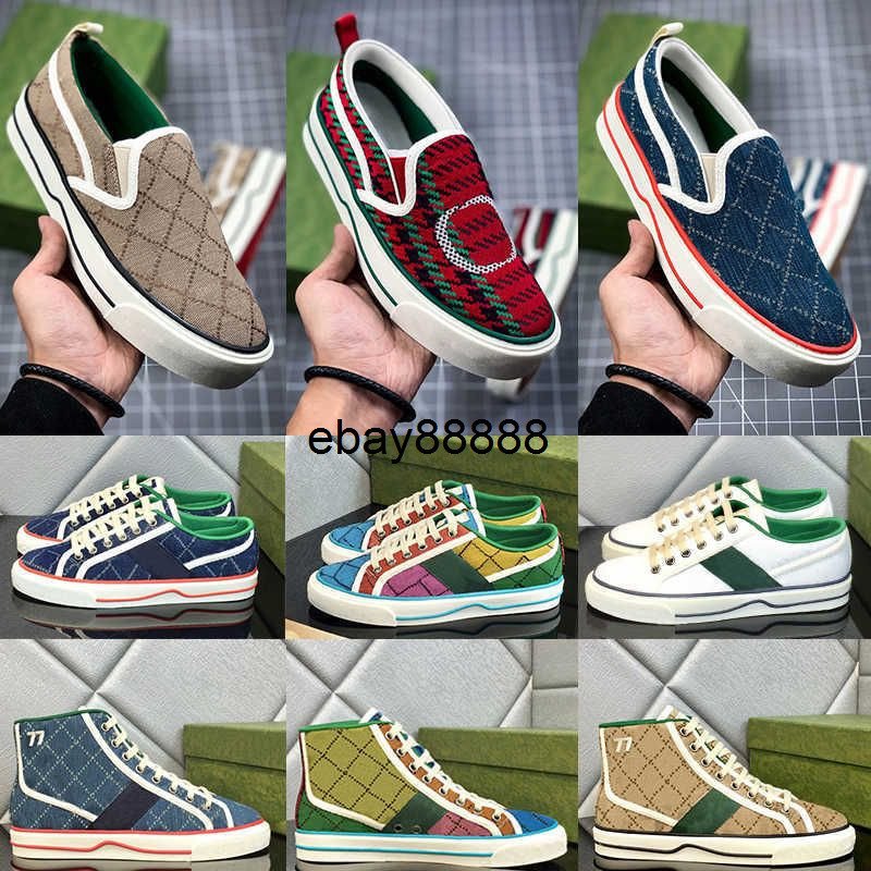 gg Designer Sneakers Shoes Designers Tennis 1977 sneakers Red green canvas Luxurys Shoe Beige Blue washed jacquard denim TJ gucciis guccishoe guccily 1ELU M2ZZ