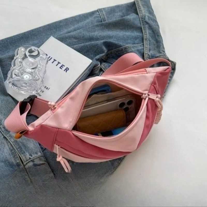 2025 New Arrival Chic Leisure Sports Chest Bag for Young Girls in Pink Canvas Crossbody Fanny Pack with Unique Versatile DesignT251204