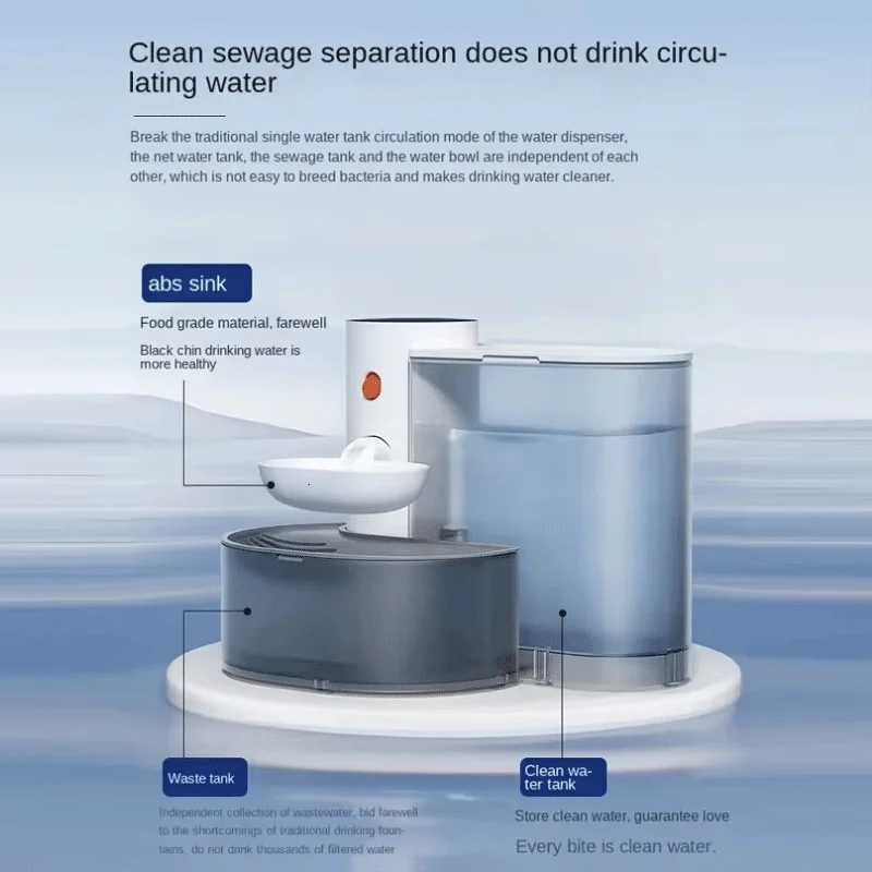 Tilting Type Automatic Cat Water Fountain Pet Water Fountain 2000mAh Automatic Filtration Water Circulation Dog Dispenser M251204