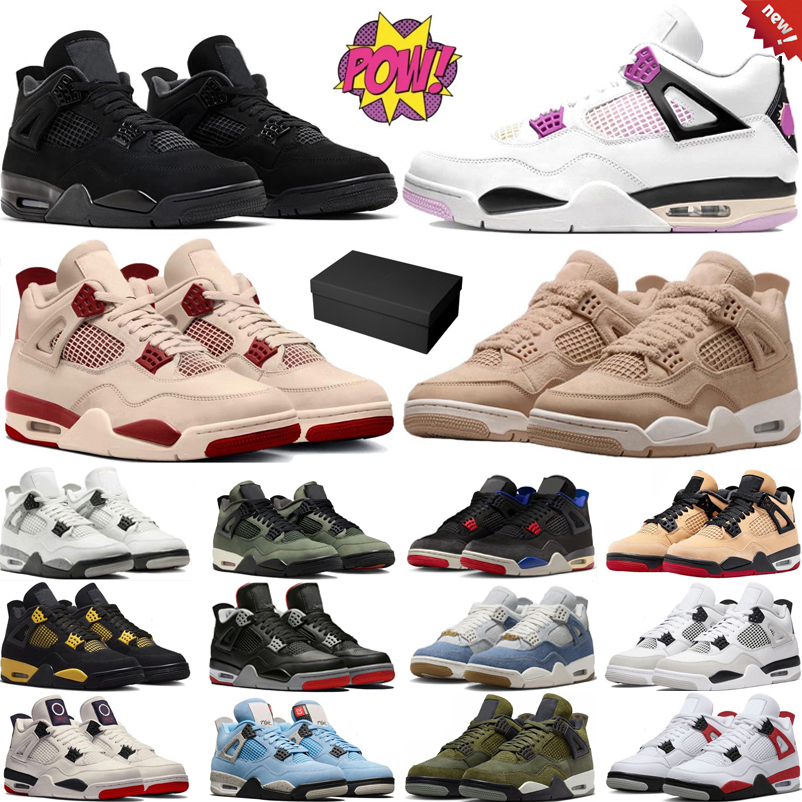 Comic Black Cat With Box 4 4s mens basketball shoes Blue Chill Flight Club Cozy Girl Pink Foam Pizza Military Black Flight Club London men women trainers sports sneaker