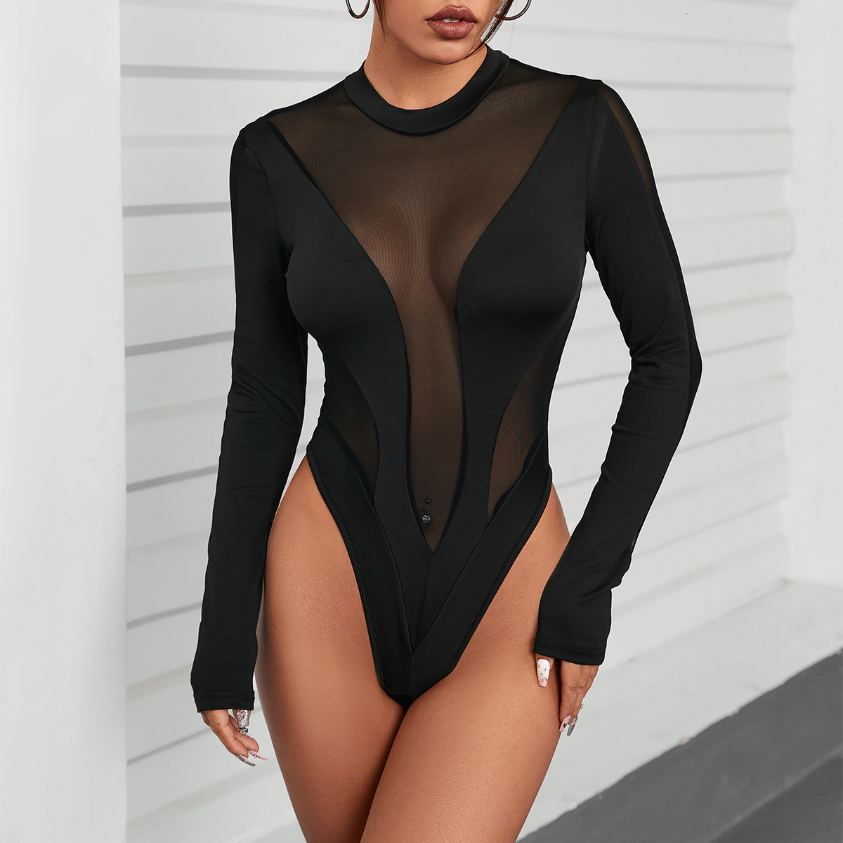 Women's Jumpsuits Rompers Illusion Body-Shaping Bodysuit Womens Catsuits Sexy Sheer Rompers One-pieces Clothing Tulle Costume Nude Night Club Pol