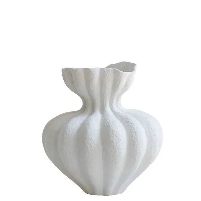 Ceramic Vase Hand Rough Fold Ceramic Bottle Flower Vase Floral Arrangement Accessories Flower Pot He Decoration Accessoires H251204