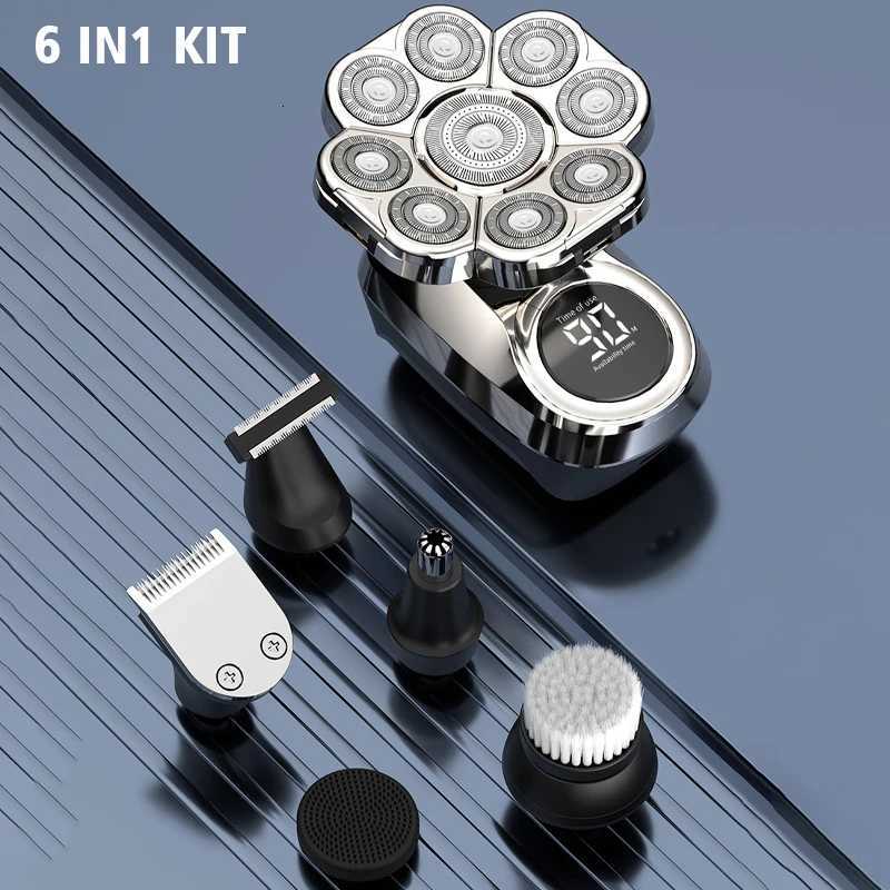 YUNCHi 6 in 1 Groing Kit Electric Shaver Mens Beard Wet Dry Rotary Shaver Y251203