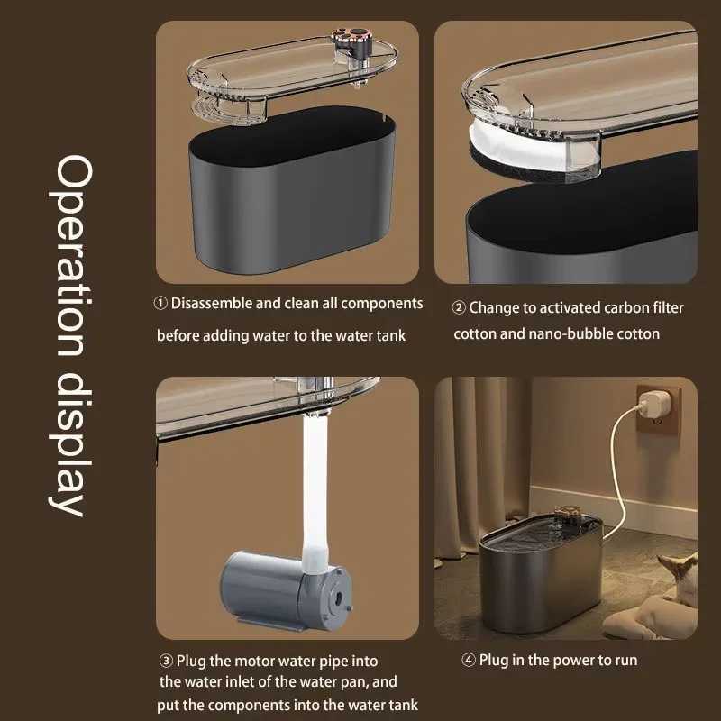 Smart Pet Cat Water Fountain USB Electric Filter Large Capacity Automatic Recirculate Pet Water Feeder Pet Fountain M251204