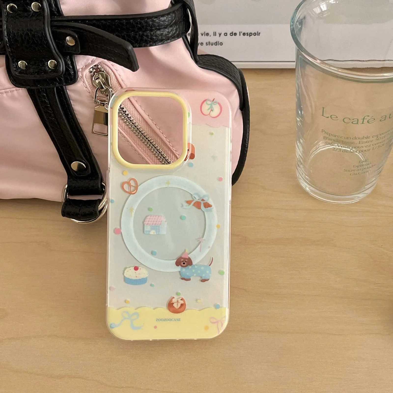 Cool magnetic stand holder ins candy colorf dog cute cartoon phone case for iPhone 13 14 15 prax 16 pro max cover H251203